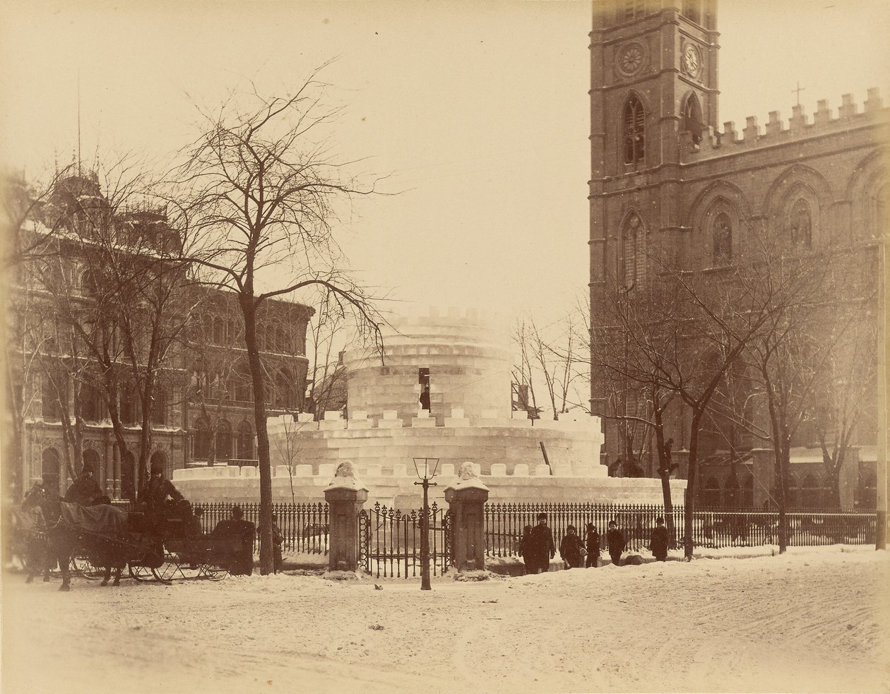 Montreal, Labirinto de gelo em frente à igreja de Notre-Dame de Unknown artist