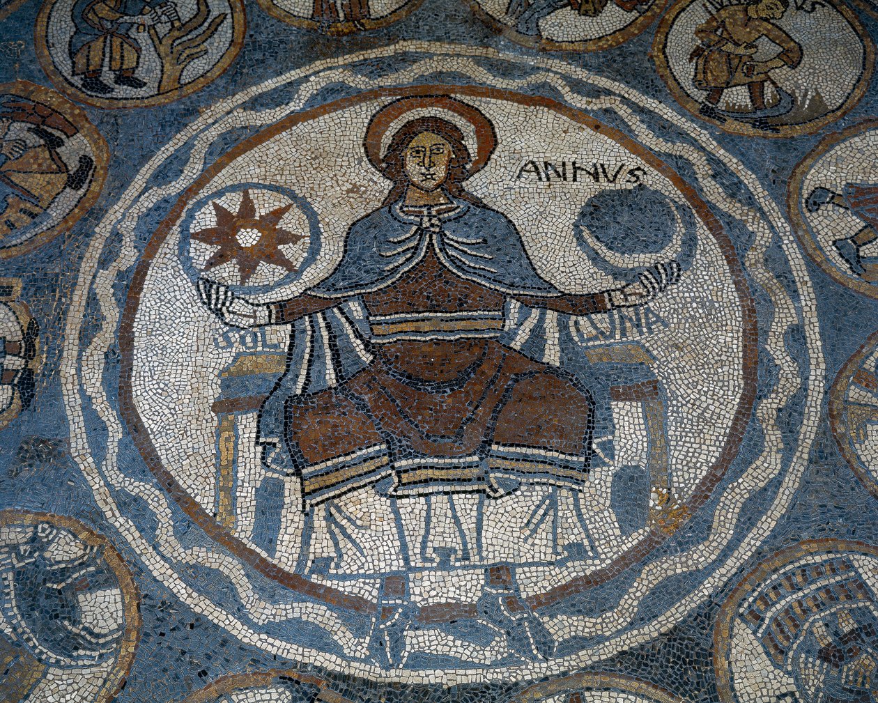 Piso em mosaico que representa os meses do ano de Unknown artist