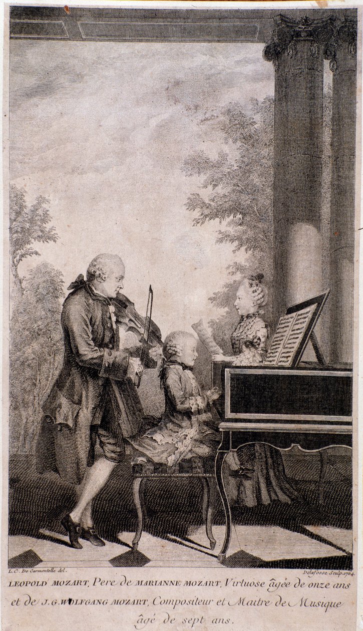 Família Mozart em digressão (gravura, depois de 1777) de Unknown artist
