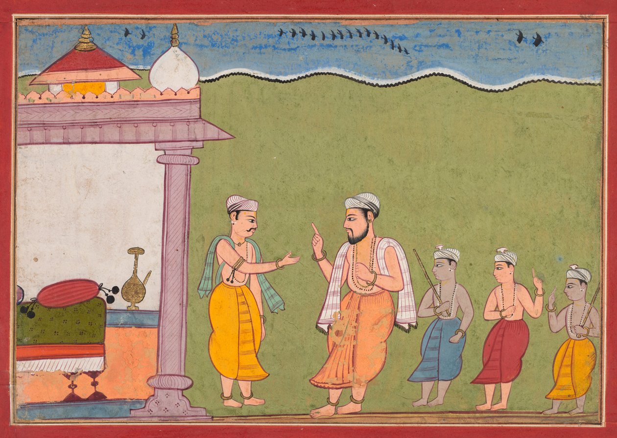 Nanda resolve o dilema de Vasudeva, do Bhagavata Purana de Unknown artist