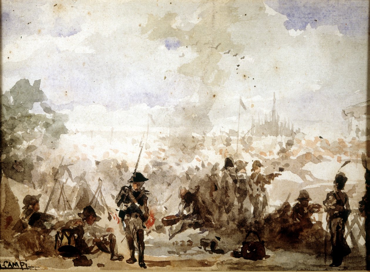 Napoleão e as zonas rurais de Itália: Os acampamentos franceses às portas de Milão de Unknown artist