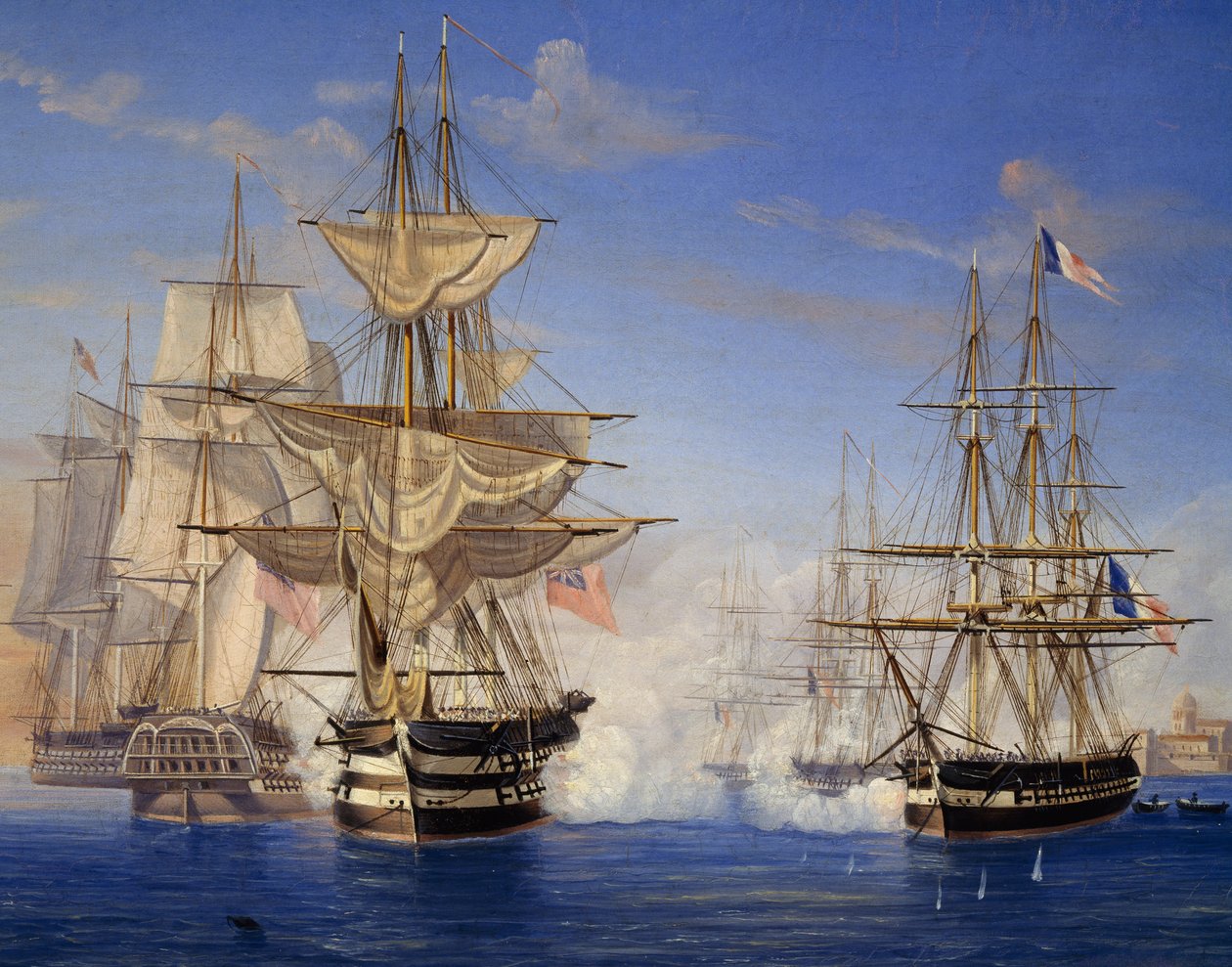 Batalha naval entre franceses e britânicos de Unknown artist