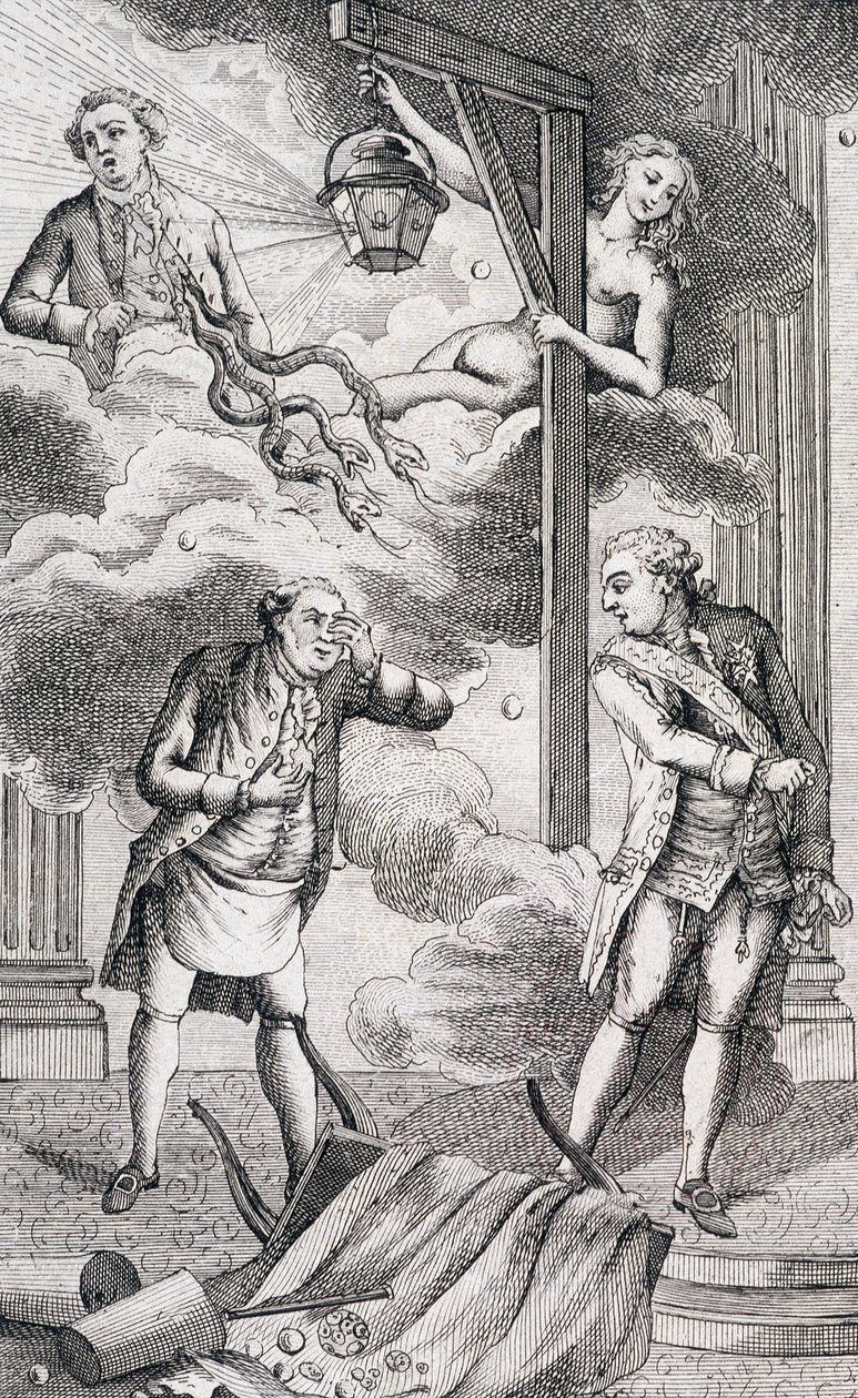 Necker julgado pelo tribunal da lanterna - em "Supplement à la vie privée et ministère de M. Necker, Directeur général des Finances" por um cidadão, ed. Pellet, Genebra de Unknown artist