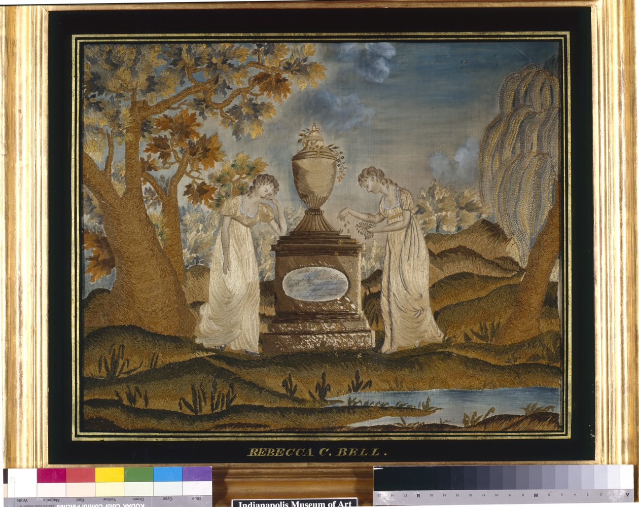 Quadro de luto por agulhas (fios de seda, bordados) de Unknown artist