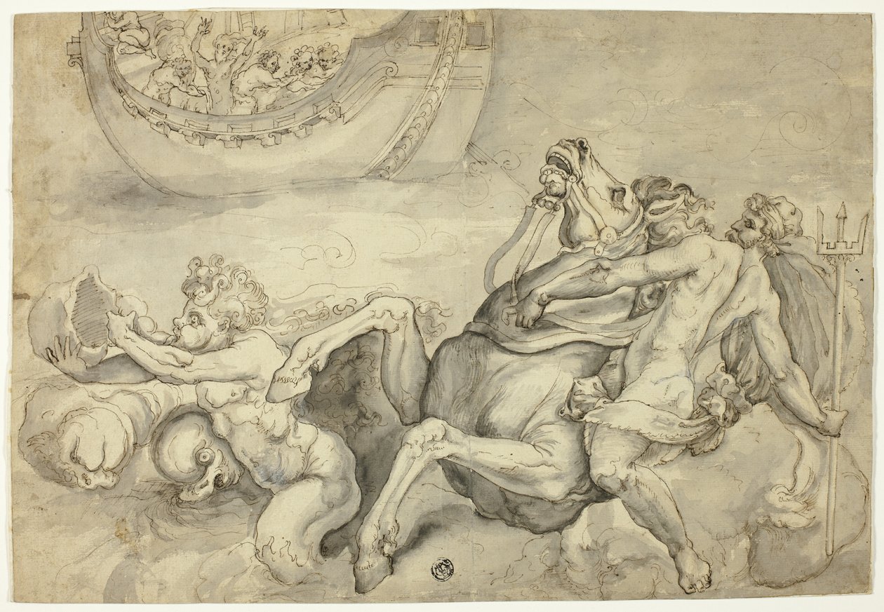 Neptuno acalma a tempestade levantada por Éolo contra Eneias ("Quos Ego") de Unknown artist