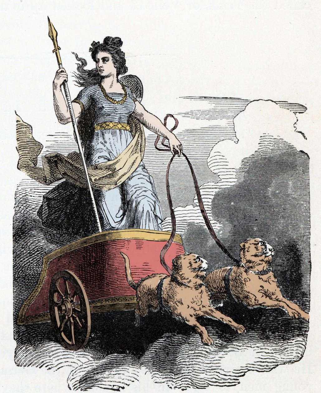 A mitologia nórdica: Frigga - Mitologia Nórdica: a deusa Freyja na sua carruagem puxada por gatos de Unknown artist