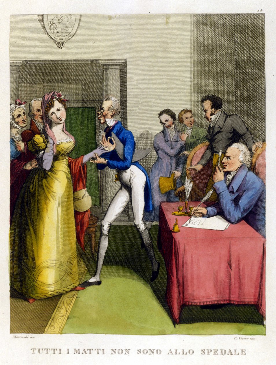 "Nem todos os tolos estão no hospital." Ilustração de uma colecção de provérbios do século XVIII. de Unknown artist