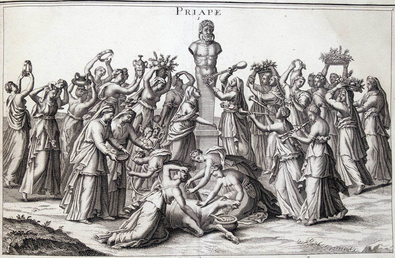 Ofertas feitas por mulheres ao deus Priape (Priapos), o deus asiático da fecondite, que veio para a Grécia. Local de adoração de Lampsaque. de Unknown artist