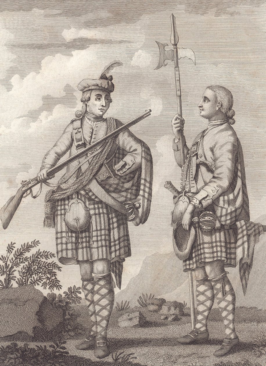 Oficial (esquerda) e sargento da 42ª Highlandersthe Black Watchc.1750 (gravura) de Unknown artist