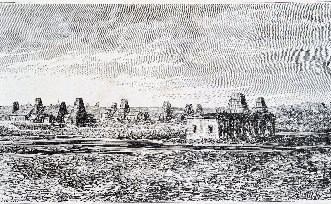 Poços de petróleo, Baku, Cáucaso (Nobel) de Unknown artist