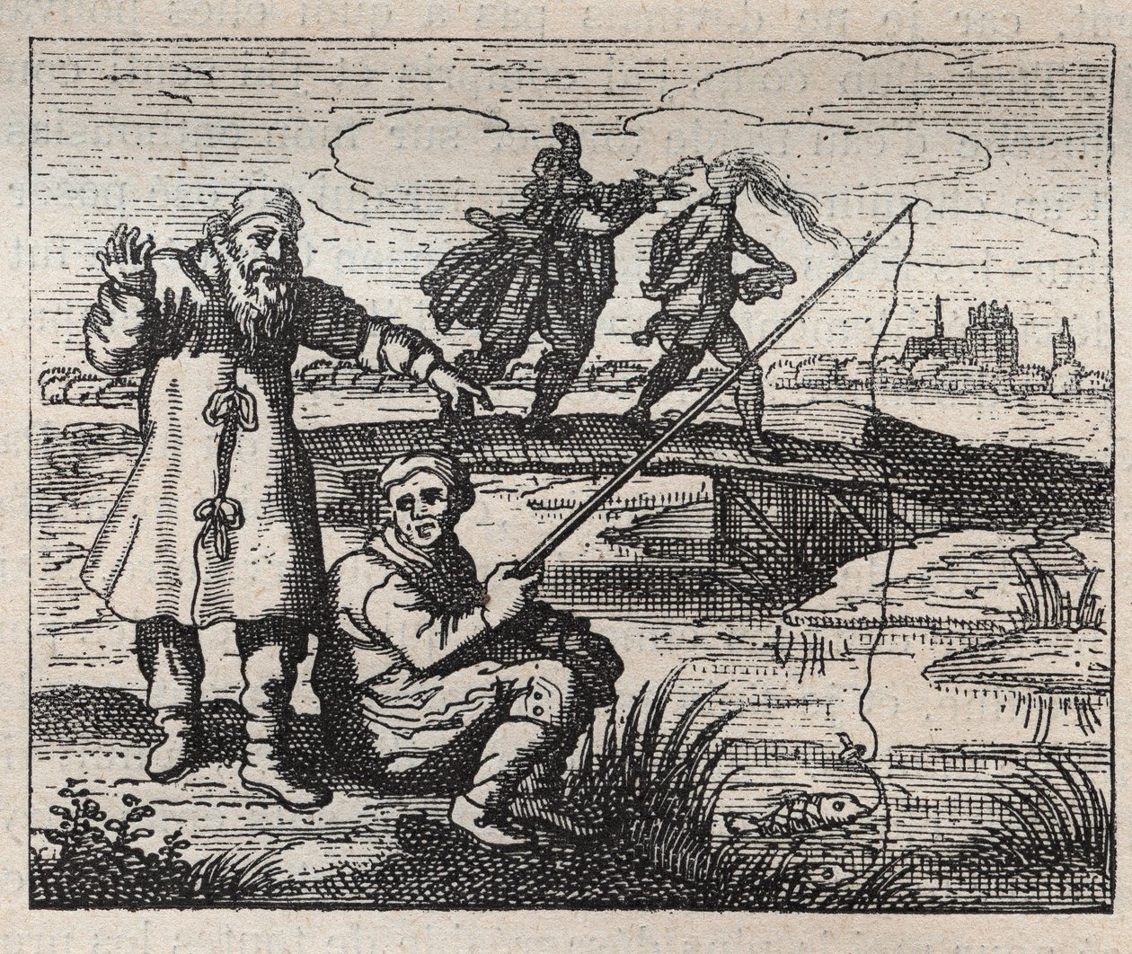 Velhos provérbios: a ocasião é calva por trás - gravura do século XVIII de Unknown artist