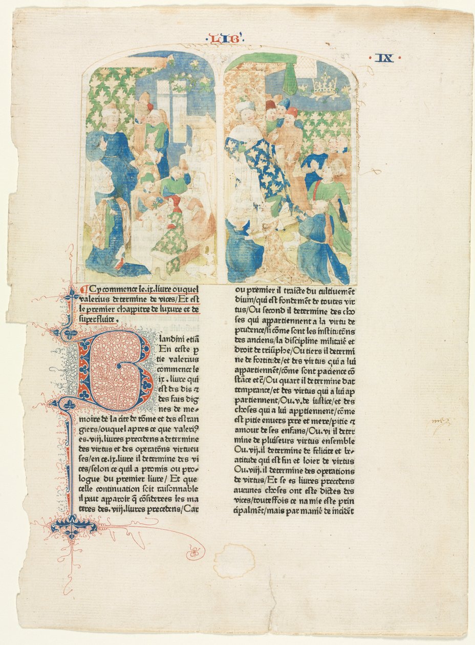 Página de abertura do Livro IX de Feitos e Memórias de Valério Máximo de Unknown artist