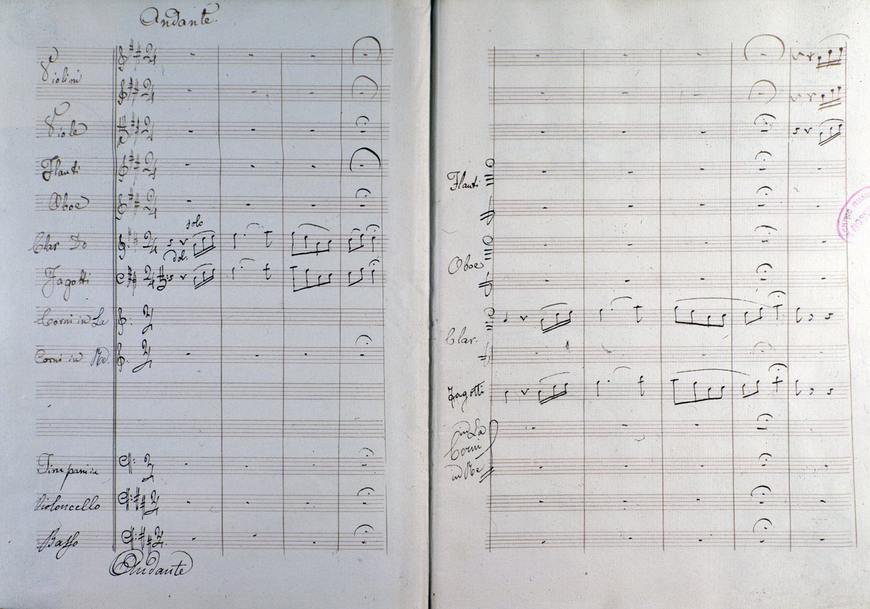 Página de abertura da ópera Le jeune Henri de Mehul (1797) de Unknown artist