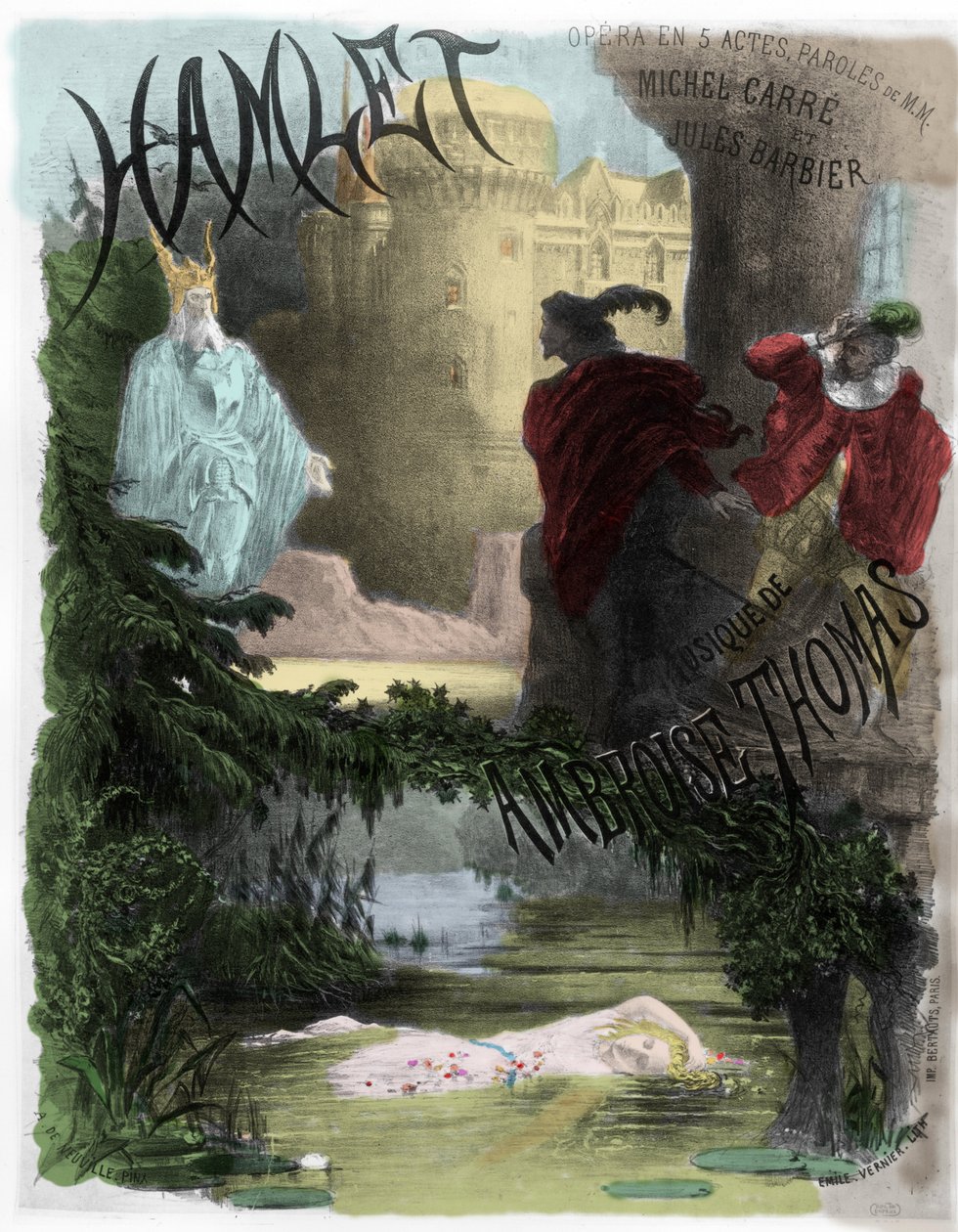 Ópera: Cartaz de Hamlet (sobre uma música de Ambroise Thomas, letra de Michel Carre e Jules Barbier) de Unknown artist
