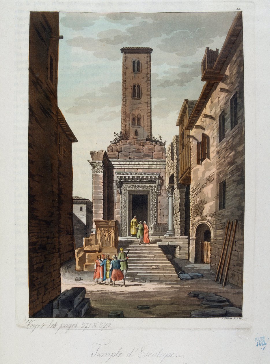 Império Otomano: O Templo de Aesculapus - em "O traje antigo e moderno" de Jules Ferrario, ed Milan de Unknown artist