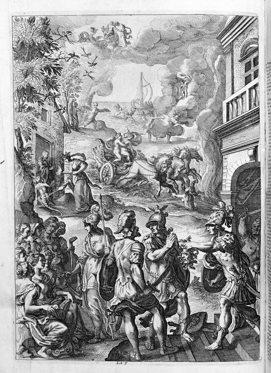 Ovide (Ovidius) - ilustração para o livro 15 - (P. Ovidii Nasonis Metamorphose libri XV um notis TH. Farnabii.) nota de Thomas Farnaby (Farnabia) (1575-1647) de Unknown artist