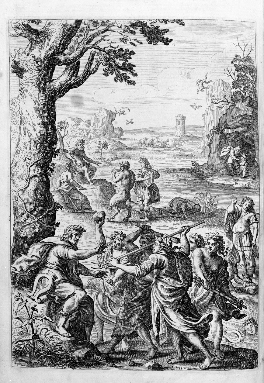 Ovide (Ovidius) - ilustração para o livro 15 - (P. Ovidii Nasonis Metamorphose libri XV um notis TH. Farnabii.) nota de Thomas Farnaby (Farnabia) (1575-1647) de Unknown artist