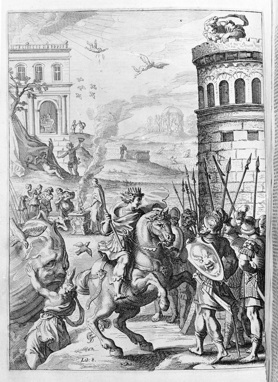 Ovide (Ovidius) - ilustração para o livro 15 - (P. Ovidii Nasonis Metamorphose libri XV um notis TH. Farnabii.) nota de Thomas Farnaby (Farnabia) (1575-1647) de Unknown artist