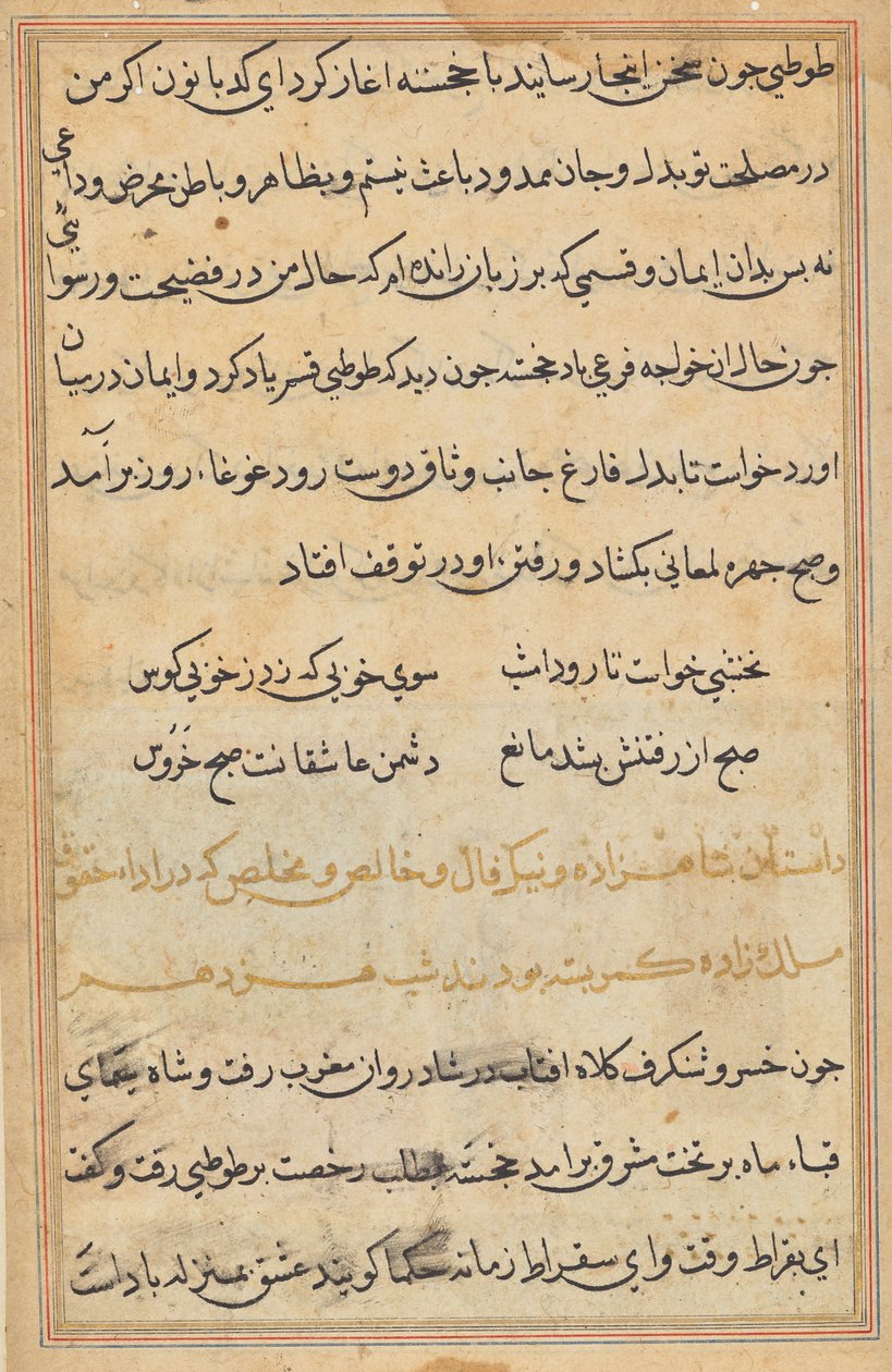 Página de Tales of a Parrot (Tuti-nama): página de texto de Unknown artist