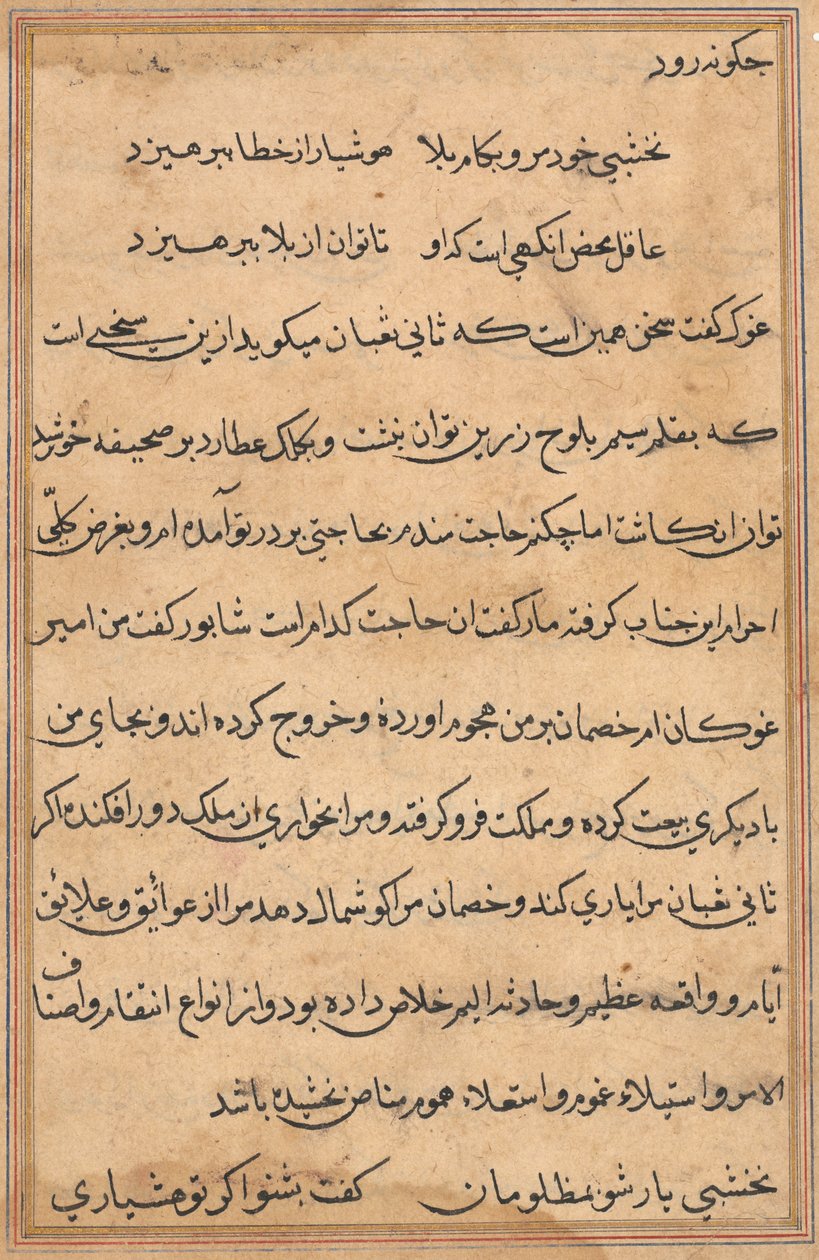 Página de Tales of a Parrot (Tuti-nama): página de texto de Unknown artist