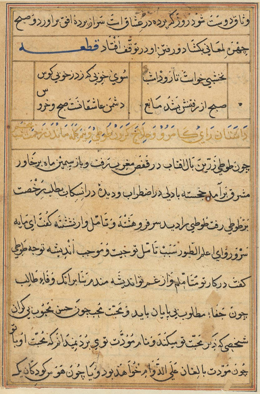 Página de Tales of a Parrot (Tuti-nama): página de texto de Unknown artist