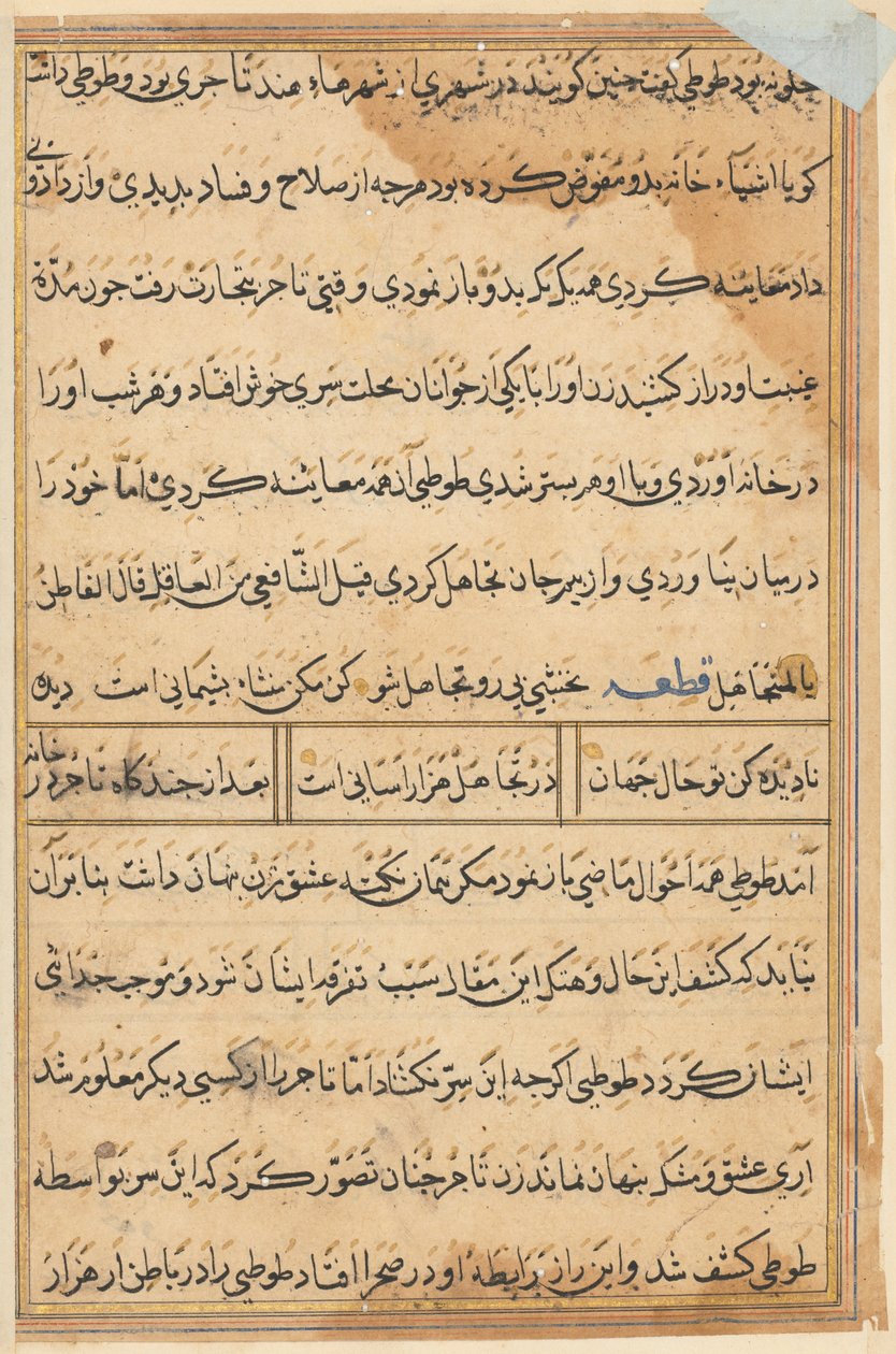 Página de Contos de um papagaio (Tuti-nama): página de texto de Unknown artist