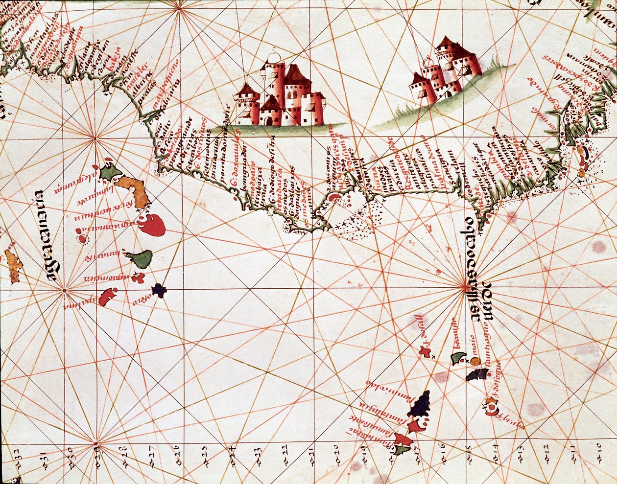 Página de um projecto marítimo representando as ilhas de Cabo Verde, Ilhas Canárias de Unknown artist