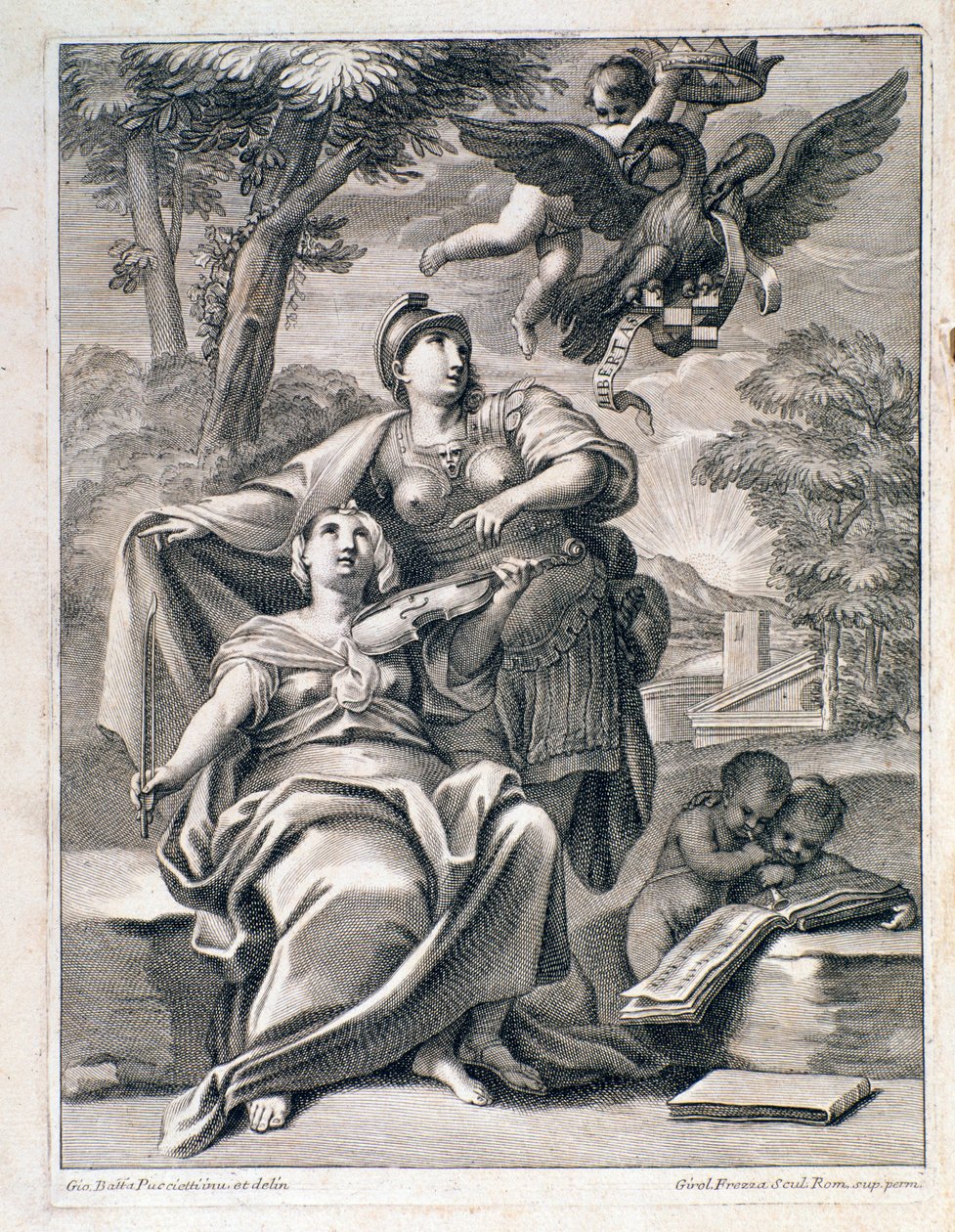 Página de frontispício da partitura de "Opus 1" (12 concerti grossi) de Pietro Locatelli (1695-1764) - Folha de música para "12 concertos grossos" de Locatelli 1721 Bolonha, civico museo musicale de Unknown artist