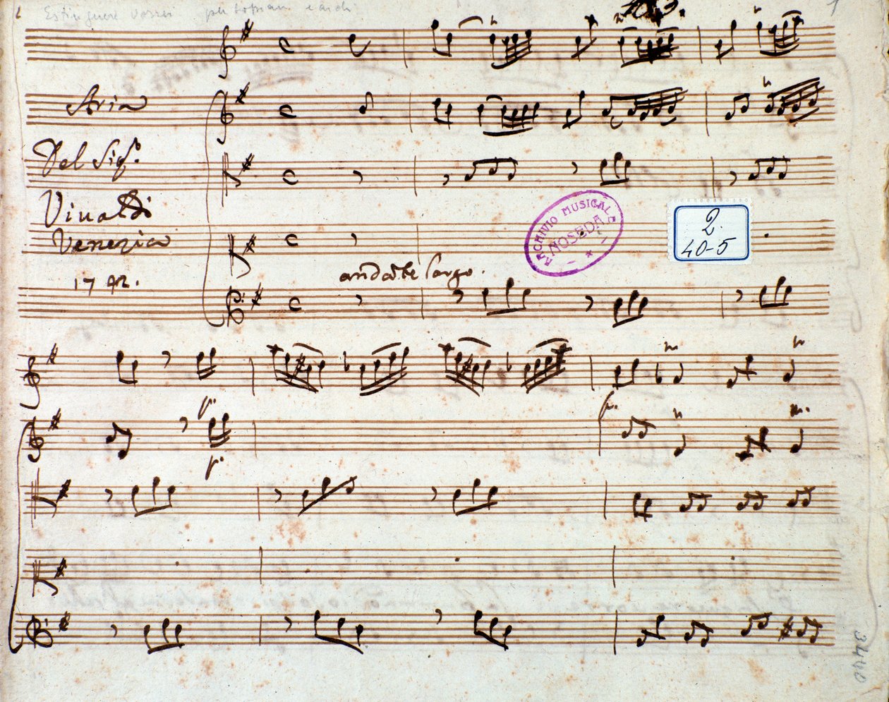 Página da partitura de Estinguere vorrei aria na ópera Griselda de Antonio Vivaldi de Unknown artist