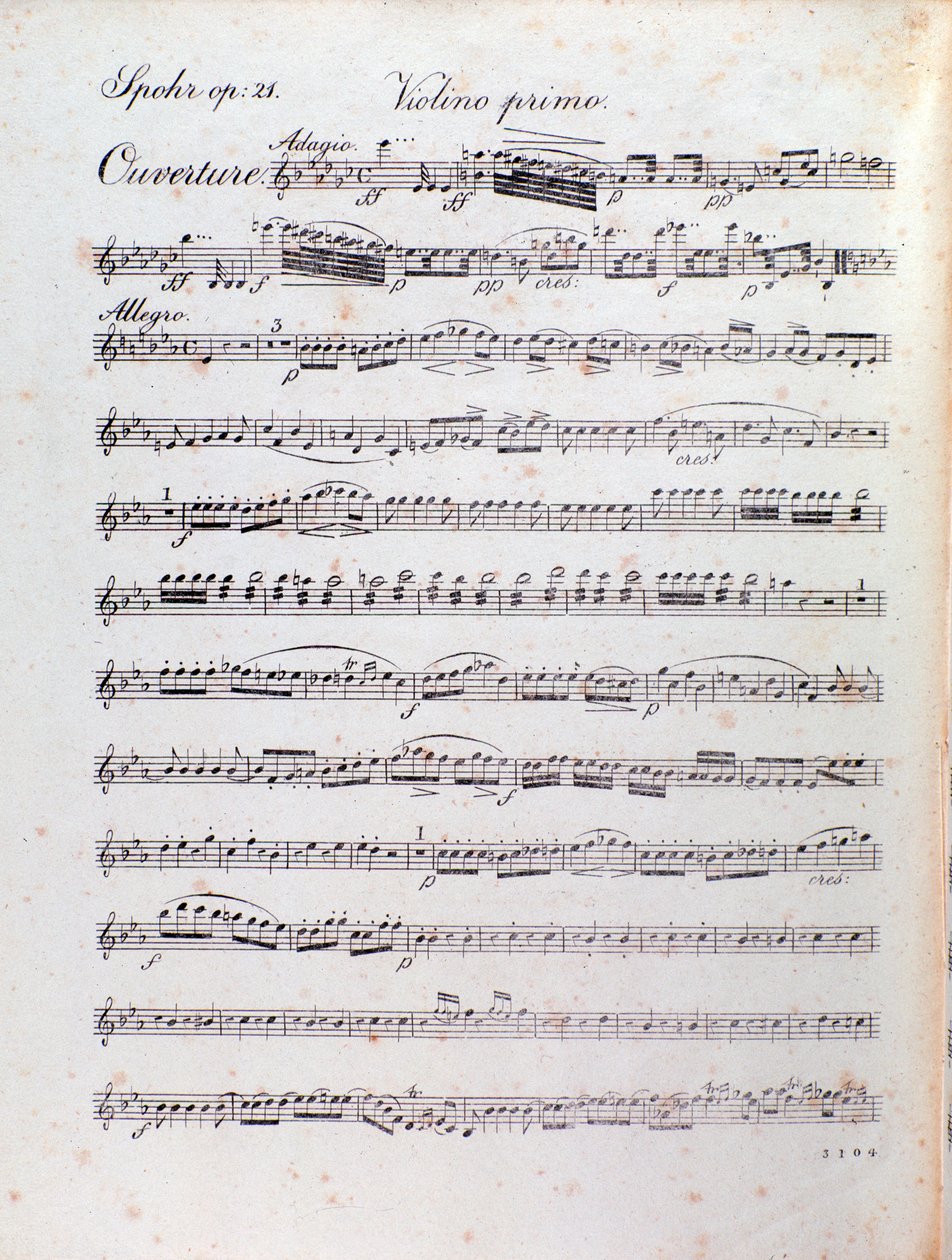 Página da partitura musical da abertura do Alruna por Louis Spohr de Unknown artist