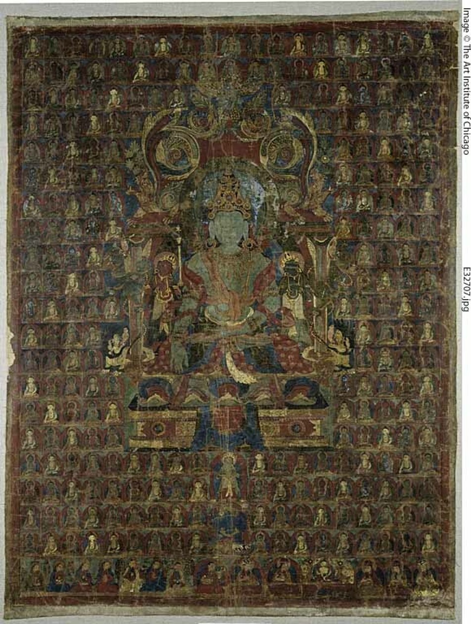 Estandarte pintado (Thangka) da divindade Bon Tonpa Shenrap de Unknown artist