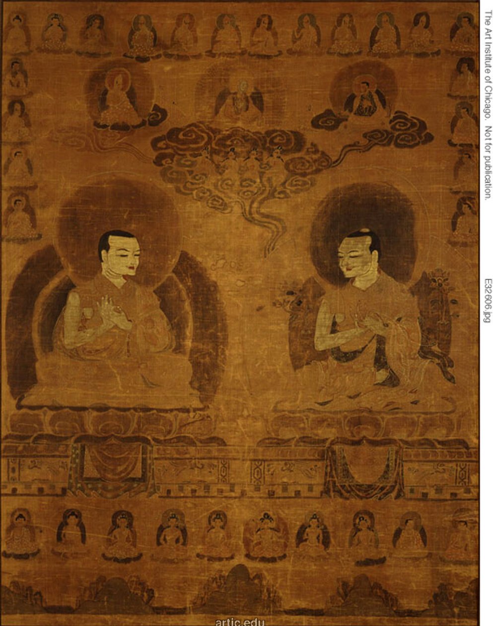 Estandarte pintado (Thangka) dos professores da linhagem Sakyapa de Unknown artist