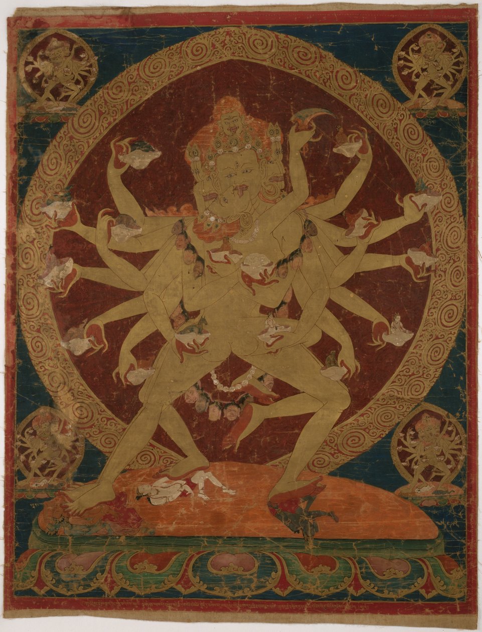 Estandarte pintado (Thangka) de Hevajra (Kapâladhara) em forma de taça de crânio de Unknown artist
