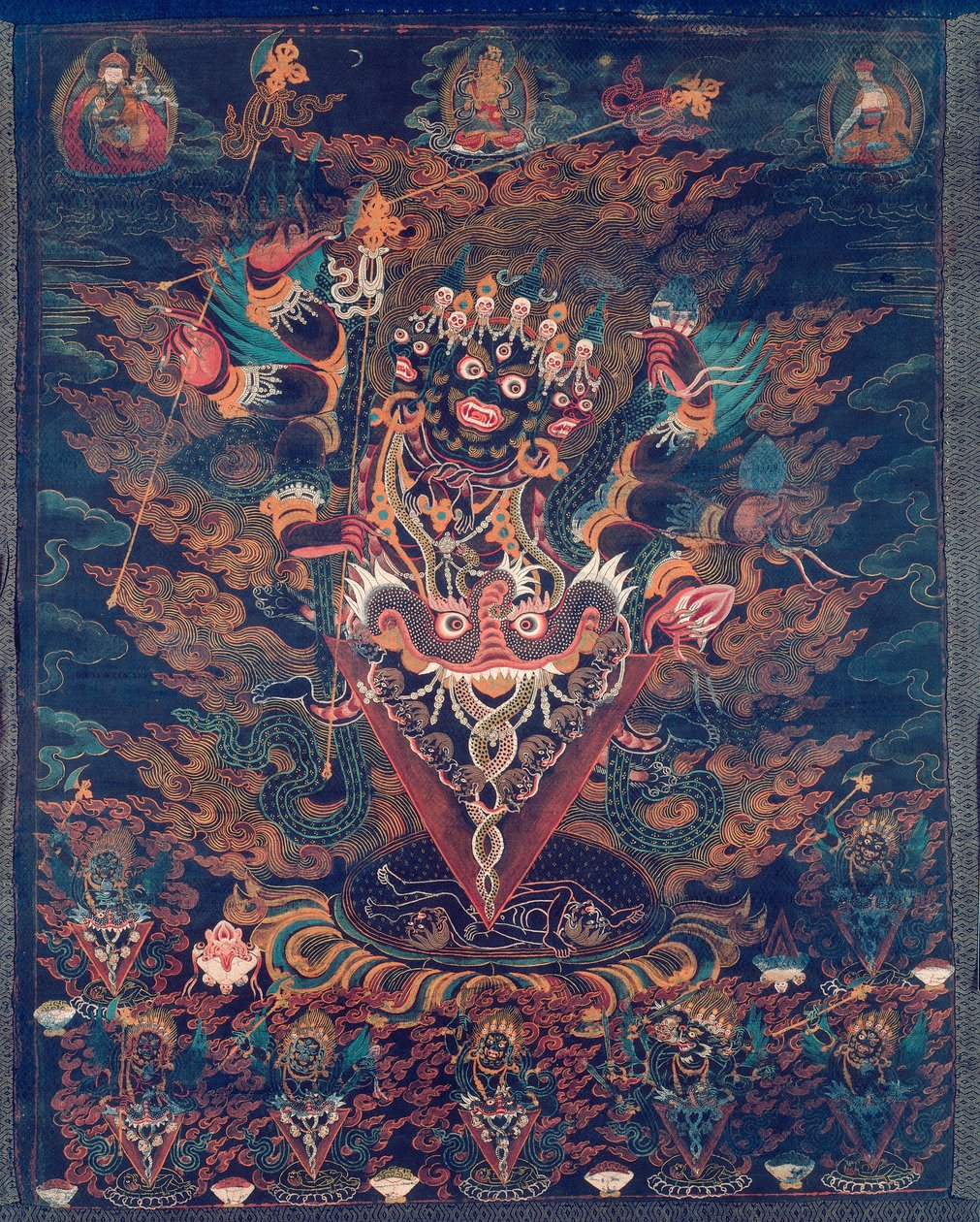 Estandarte pintado (Thangka) com Guru Dragpur, uma forma irada de Padmasambhava de Unknown artist
