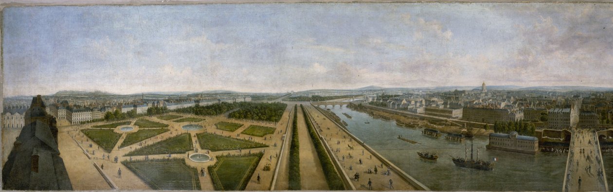 Panorama de Paris a partir do telhado do Pavillon de Flore nas Tuileries, ca. 1833 (óleo sobre tela) de Unknown artist
