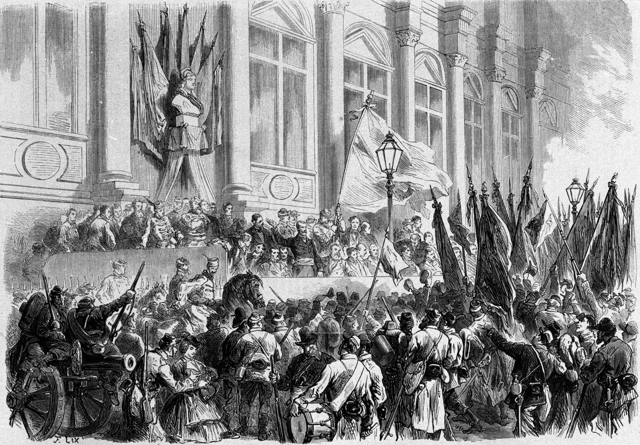 Paris, La Commune: proclamação dos resultados do referendo de 26 de Março de 1871 sobre a Place de l