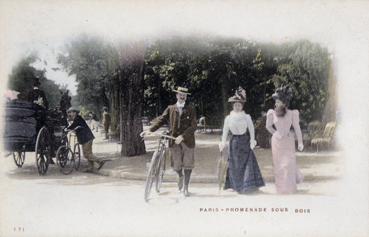 Paris, sous bois do passeio - cartão postal, final do século XIX de Unknown artist