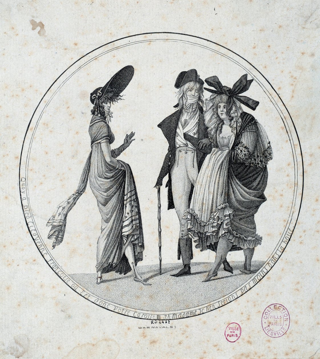 A moda parisiense: "Incrível e maravilhoso" Gravura de 1795 Paris, Musee Carnavalet de Unknown artist