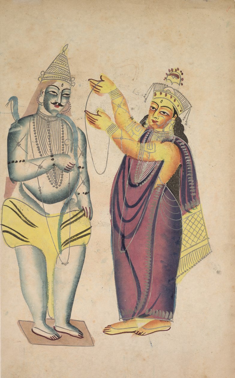 Parivati colocando uma guirlanda de casamento em Shiva (verso) de Unknown artist