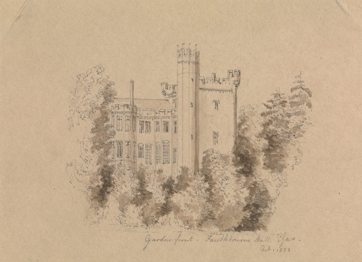 Parte de um Castelo Cercado por Árvores de Unknown artist