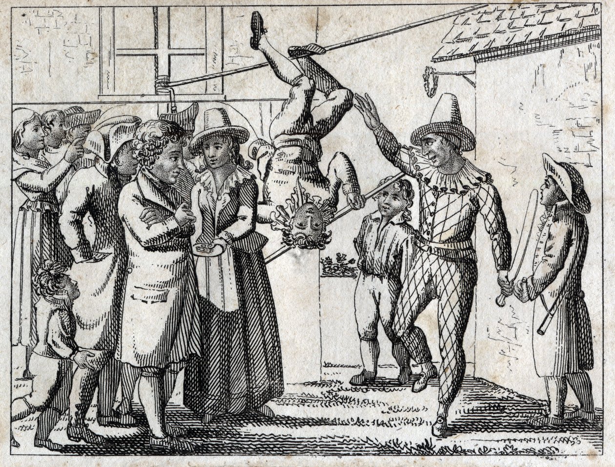 Festa na aldeia: jogos e disfarces. Gravura no final do século XVIII. Colecção privada. de Unknown artist