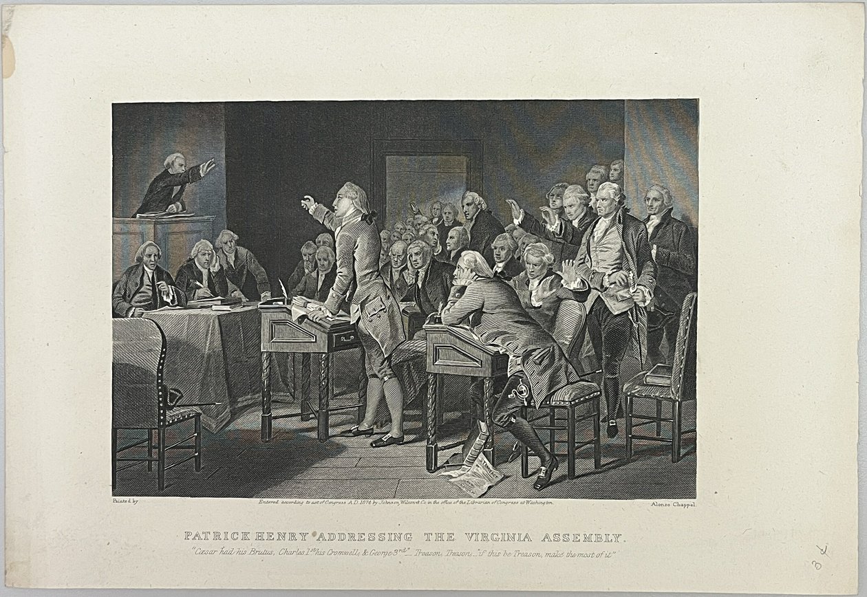 Patrick Henry dirige-se à Assembleia da Virgínia de Unknown artist