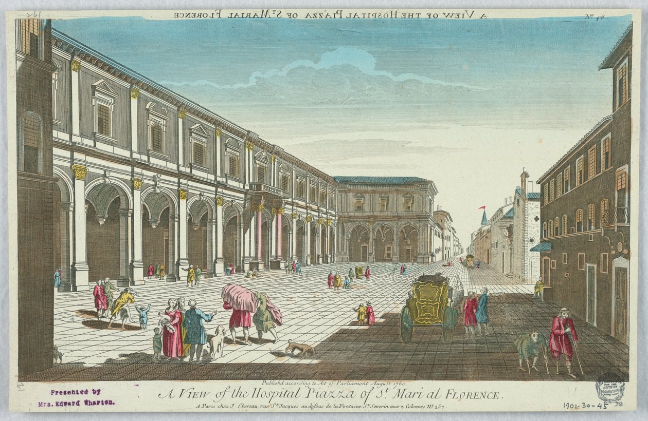 Peep-show, uma vista do Hospital Piazza de St. Mari em Florença, No. 48 de Unknown artist