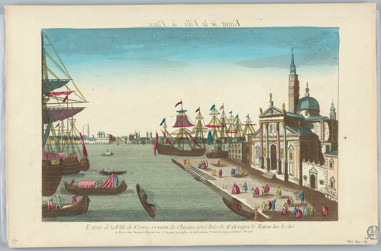 Peep-show, entrada para a cidade de Veneza vindo de Chiogia com a ilha de São Jorge, o Maior ao lado de Unknown artist