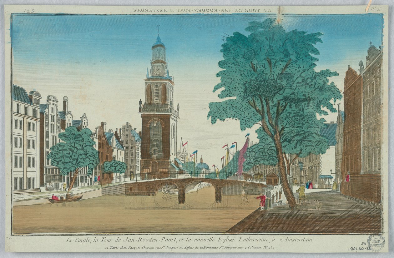 Peep-show, The Cingle, a Torre Jan-Rooden-Poort e a Nova Igreja Luterana, em Amsterdã, nº 15 de Unknown artist