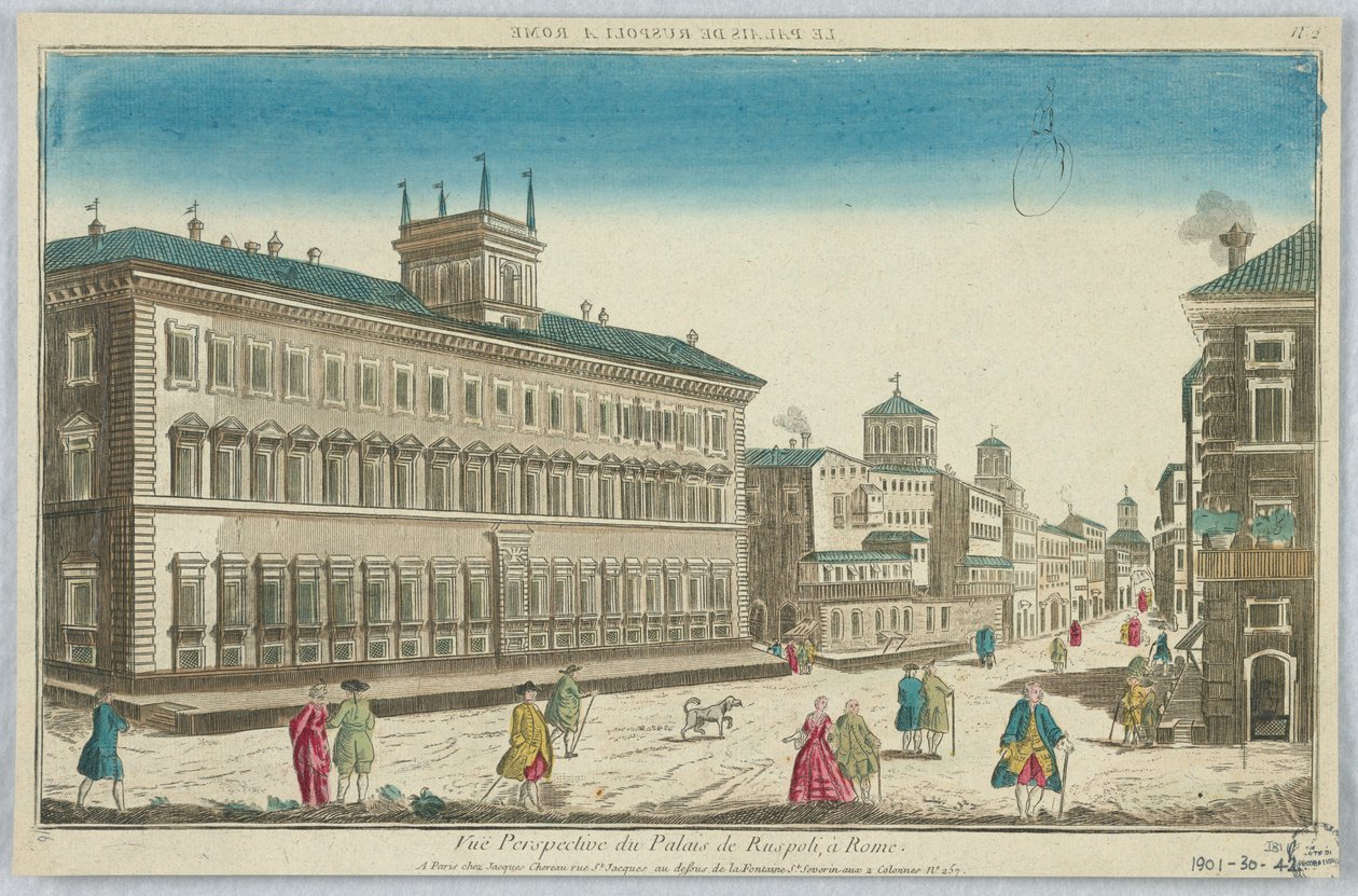 Peep-show, Vista Perspectiva do Palais de Ruspoli, em Roma, No. 2 de Unknown artist