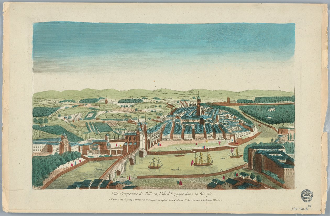 Peep-show, vista em perspectiva de Bilbao, cidade da Espanha na Biscaia de Unknown artist