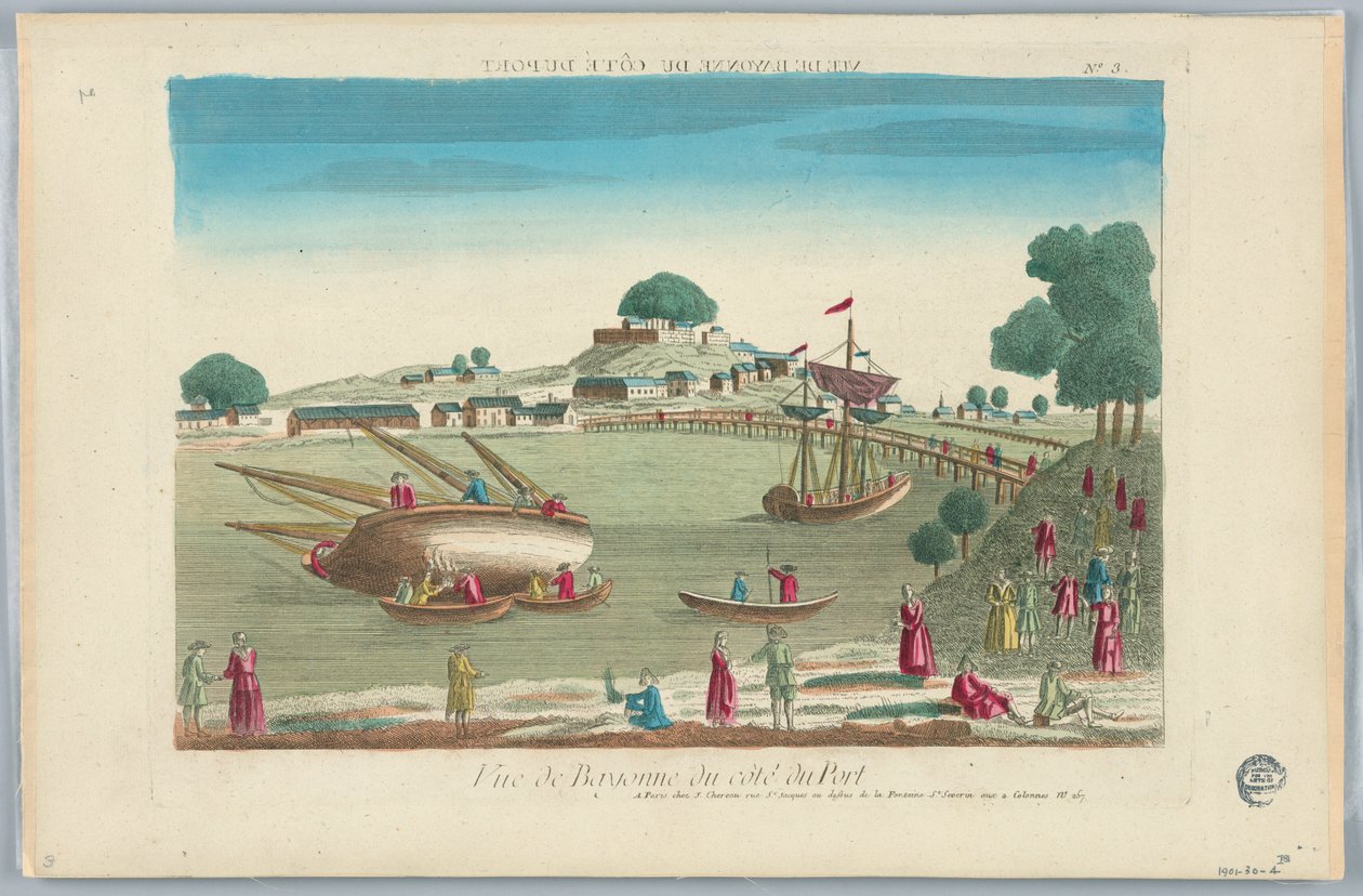 Peep-show, vista de Bayonne do lado do porto, nº 3 de Unknown artist