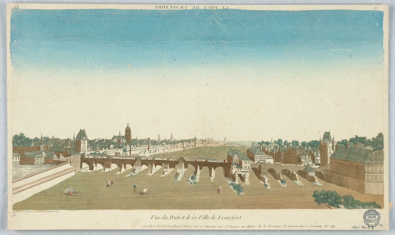 Peep-show, Vista da Ponte e da Cidade de Frankfurt, 13 de Unknown artist