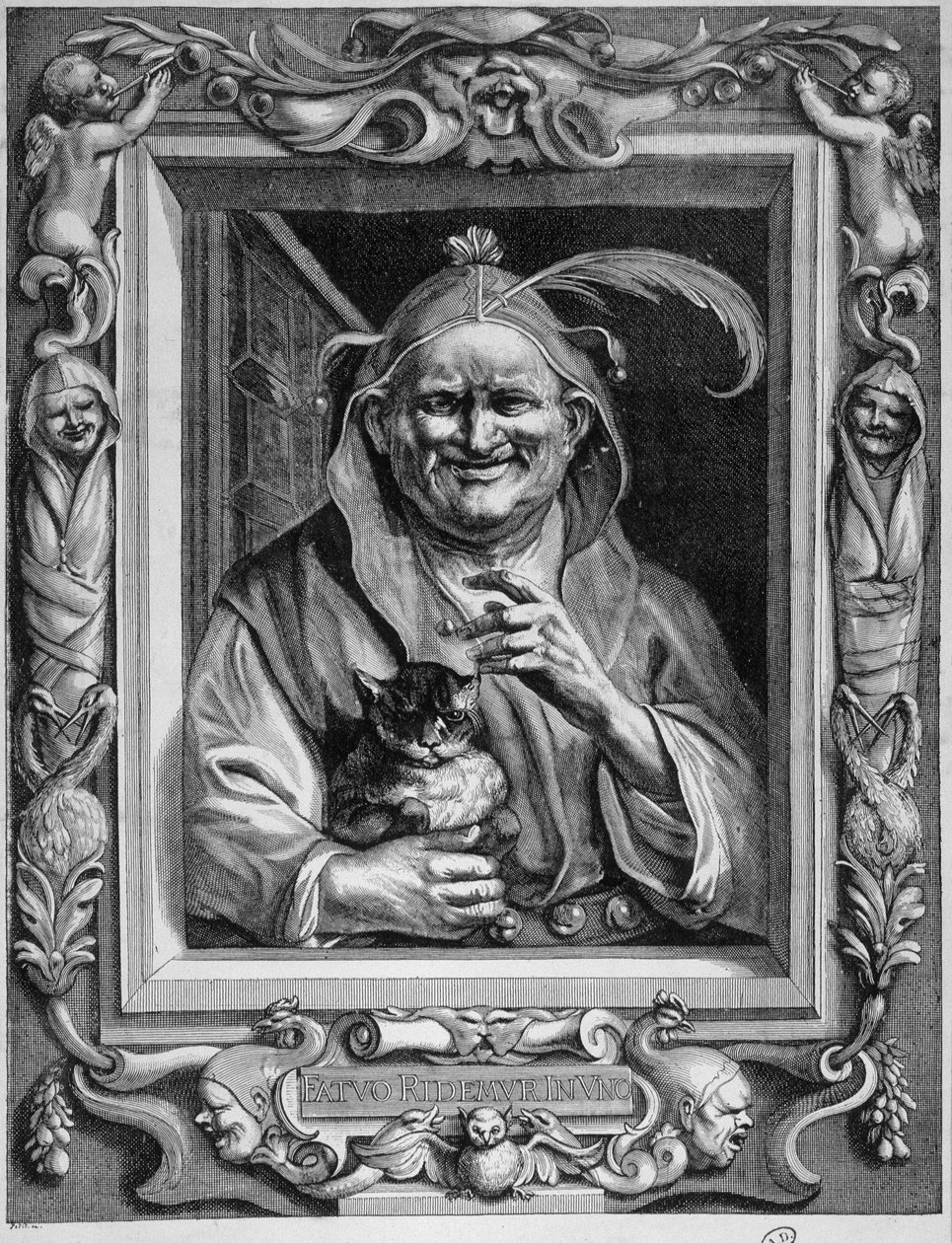 Personificação da loucura segurando um gato, n.d. de Unknown artist